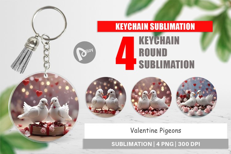Keychain Valentine Pigeons