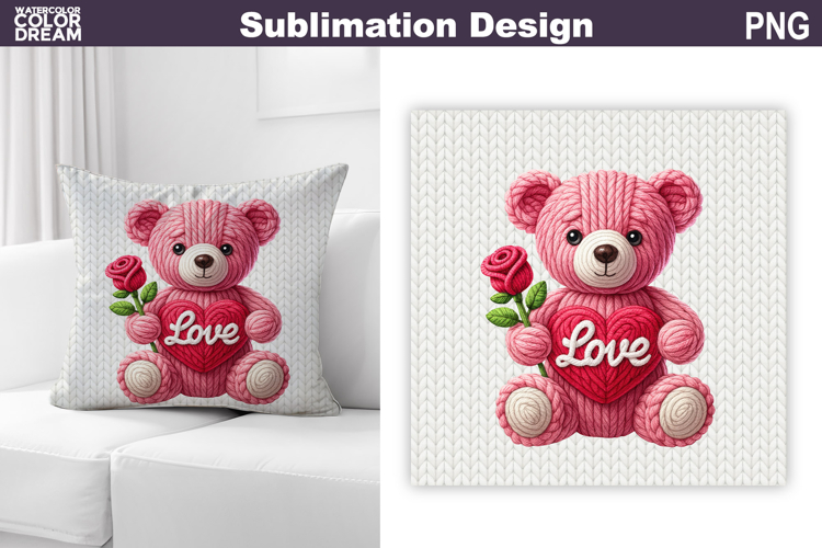 Valentine Pillow Design | Teddy Bear With Heard