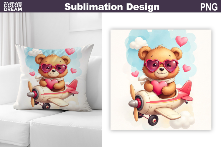 Valentine Bear Pillow Design | IrValentines Day Sublimation
