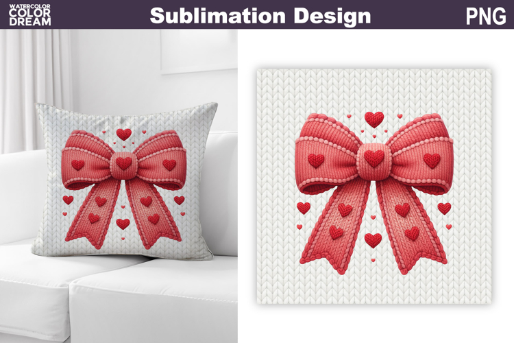 Valentine Pillow Design | Red Bow With Heard