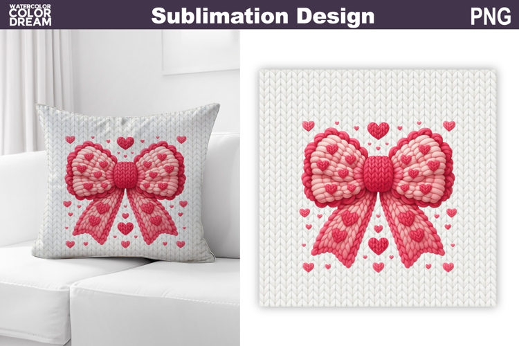 Valentine Pillow Design | Red Bow With Heard