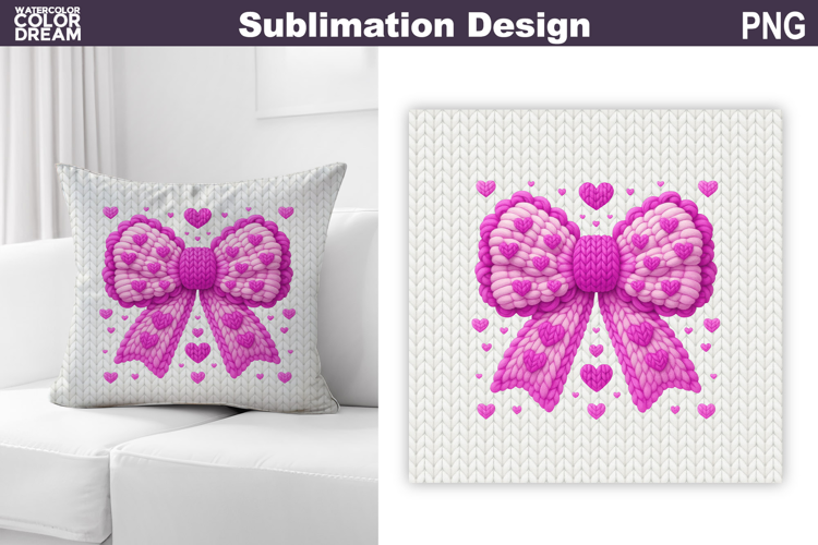 Valentine Pillow Design | Pink Bow With Heard