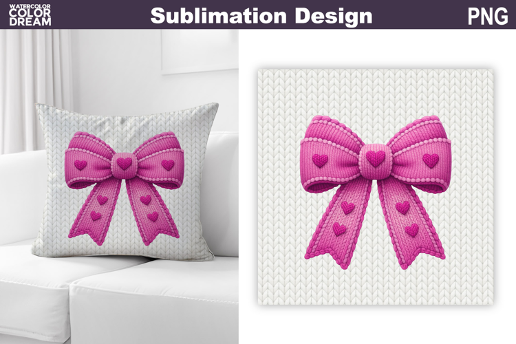 Valentine Pillow Design | Pink Bow With Heard