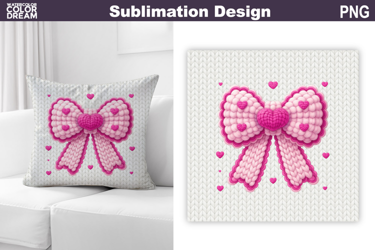 Valentine Pillow Design | Pink Bow With Heard