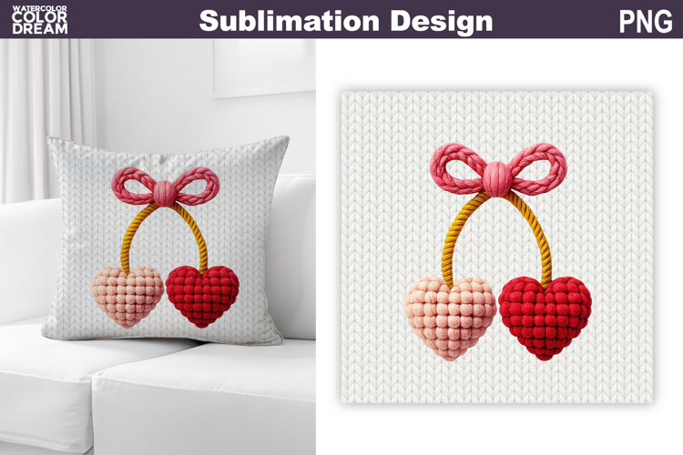 Valentine Pillow Design | Cherry Heart Valentines Day