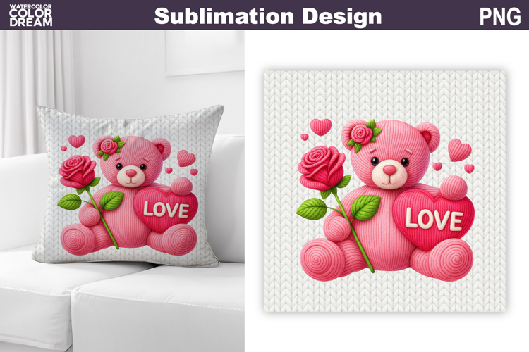 Valentine Pillow Design | Teddy Bear With Heard