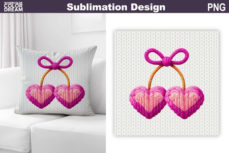 Valentine Pillow Design | Cherry Heart Valentines Day