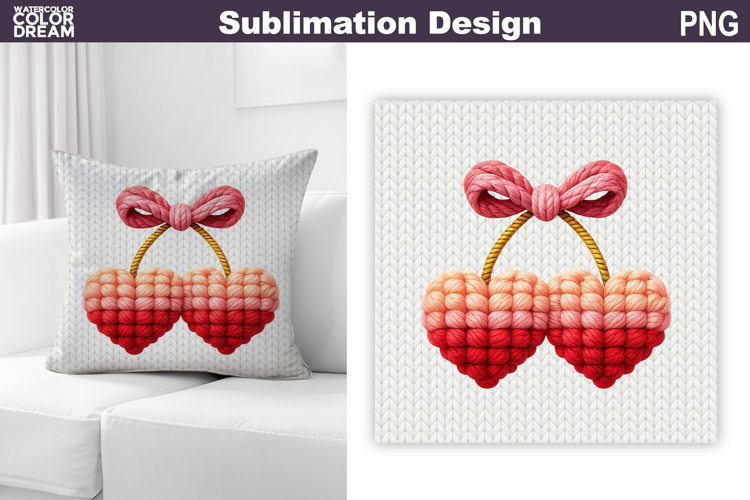 Valentine Pillow Design | Cherry Heart Valentines Day
