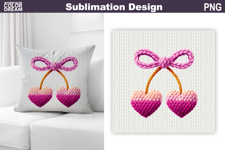 Valentine Pillow Design | Cherry Heart Valentines Day