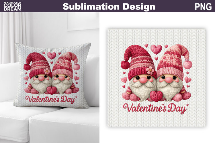 Valentine Pillow Design | Gnomes Valentines Day example image 1