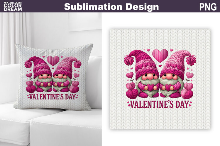 Valentine Pillow Design | Gnomes Valentines Day example image 1