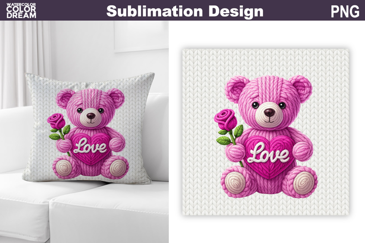 Valentine Pillow Design | Teddy Bear With Heard