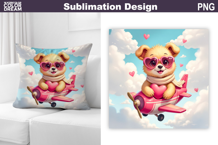 Valentine Dog Pillow Design | Valentines Day Sublimation