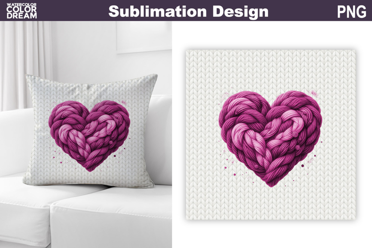 Valentine Heart Pillow Design | Knitted Heart Valentines Day