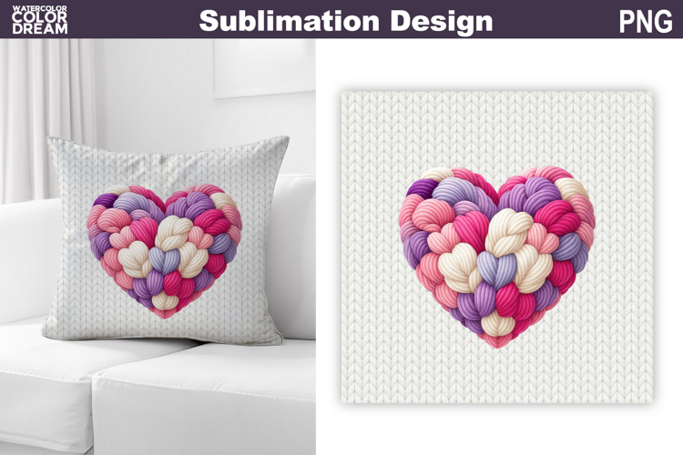 Valentine Heart Pillow Design | Knitted Heart Valentines Day