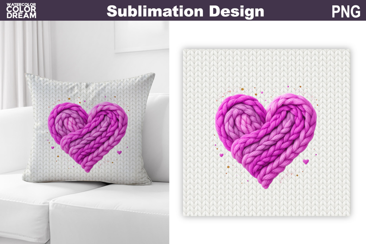 Valentine Heart Pillow Design | Knitted Heart Valentines Day