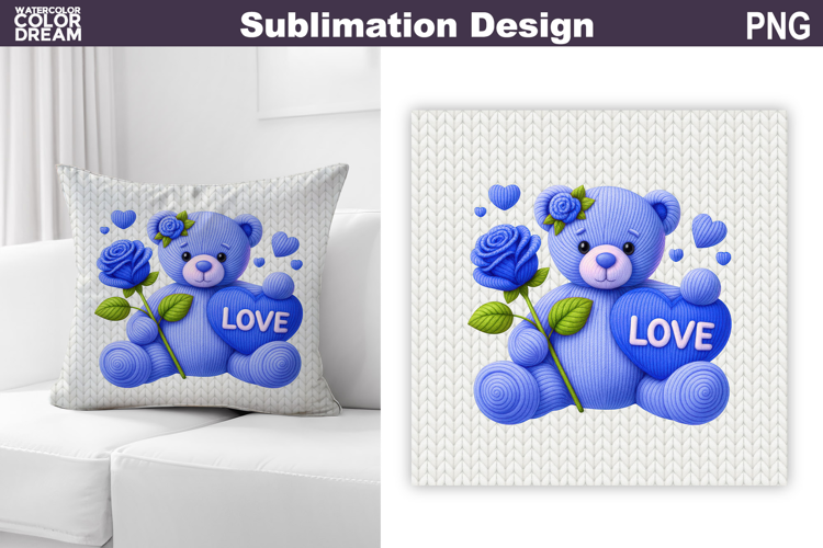 Valentine Pillow Design | Teddy Bear With Heard