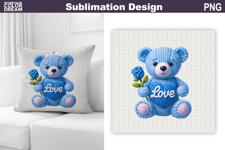Valentine Pillow Design | Teddy Bear With Heard