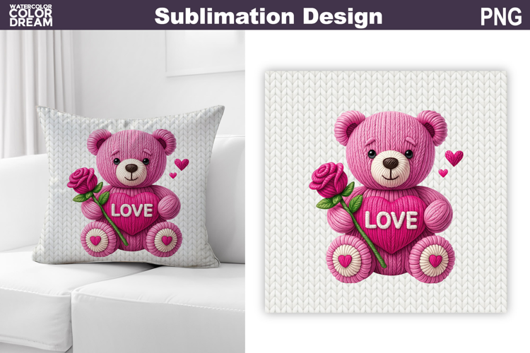 Valentine Pillow Design | Teddy Bear With Heard