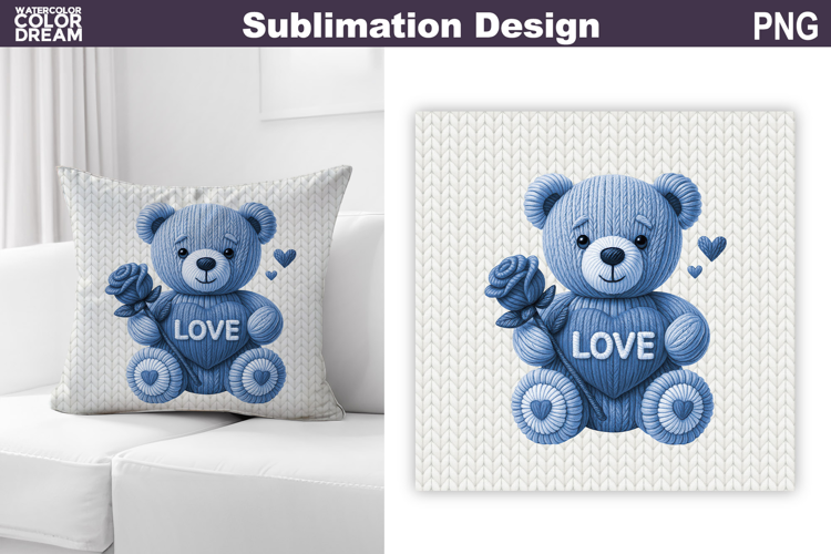 Valentine Pillow Design | Teddy Bear With Heard