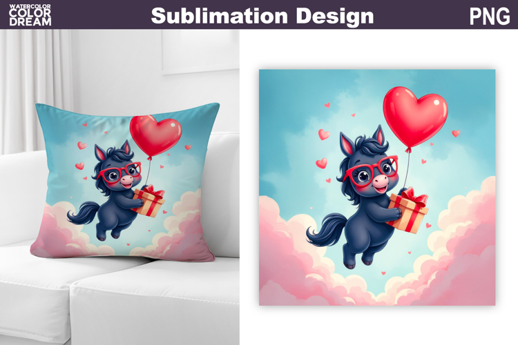 Valentine Horse Pillow Design | Valentines Day Sublimation
