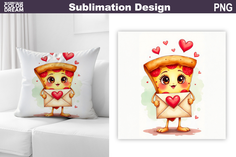 Valentine Pizza Pillow Design | Valentines Day Sublimation