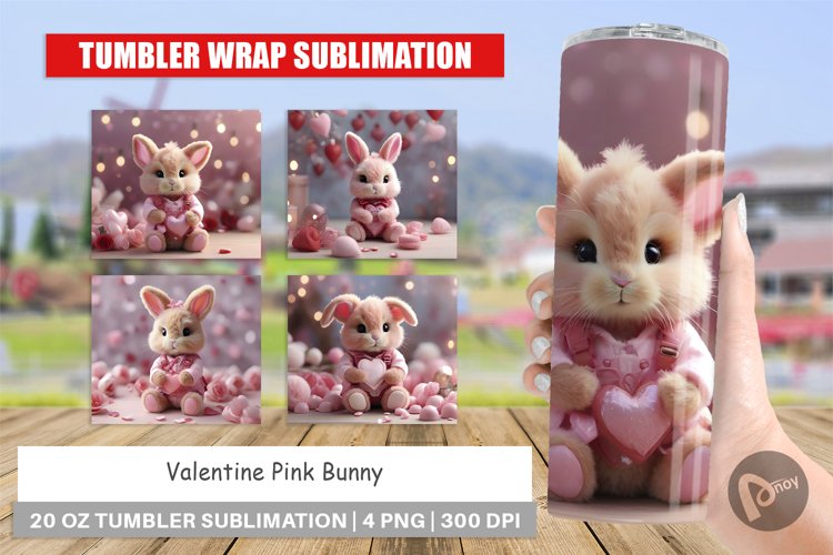 Tumbler Sublimation Wrap Valentine Bunny