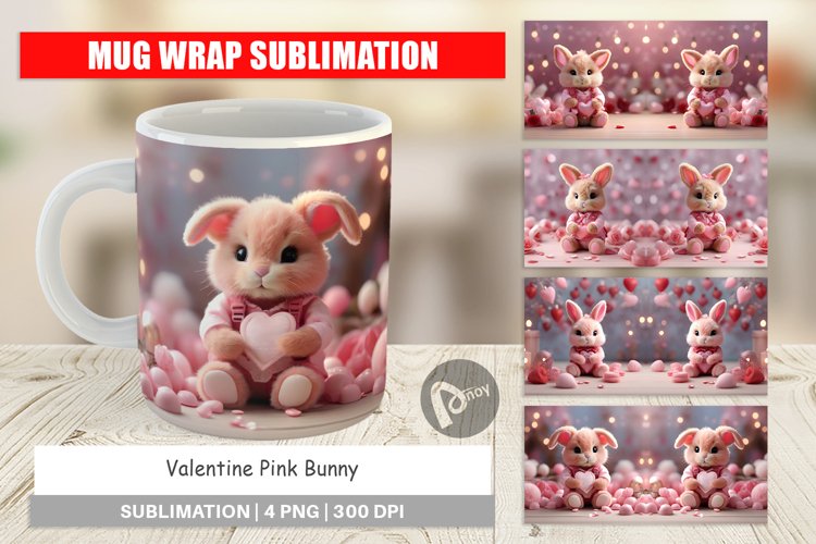 Mug sublimation design Valentine Bunny