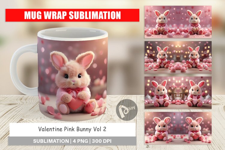 Mug sublimation design Valentine Bunny