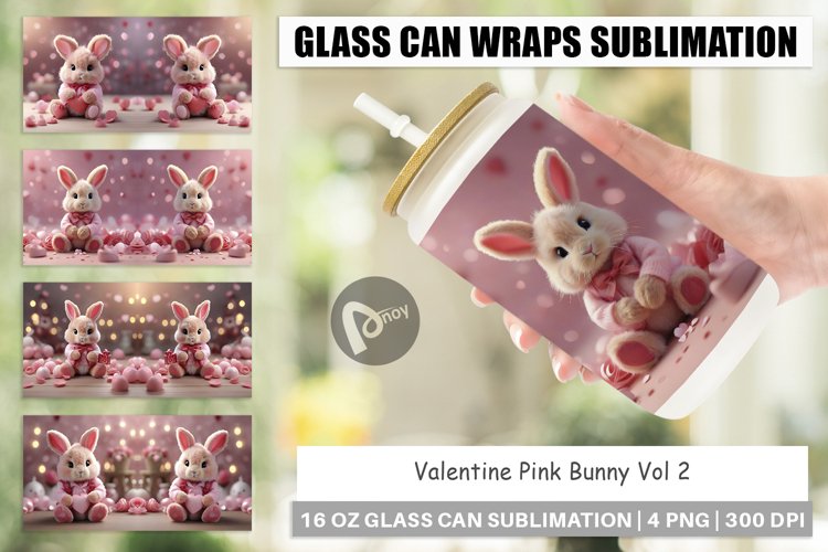 Glass Can Wraps Valentine Bunny