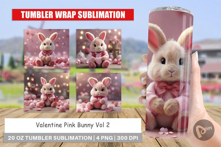 Tumbler Sublimation Wrap Valentine Bunny