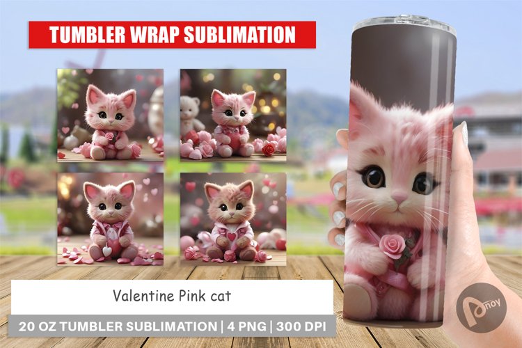 Tumbler Sublimation Wrap Valentine Cat