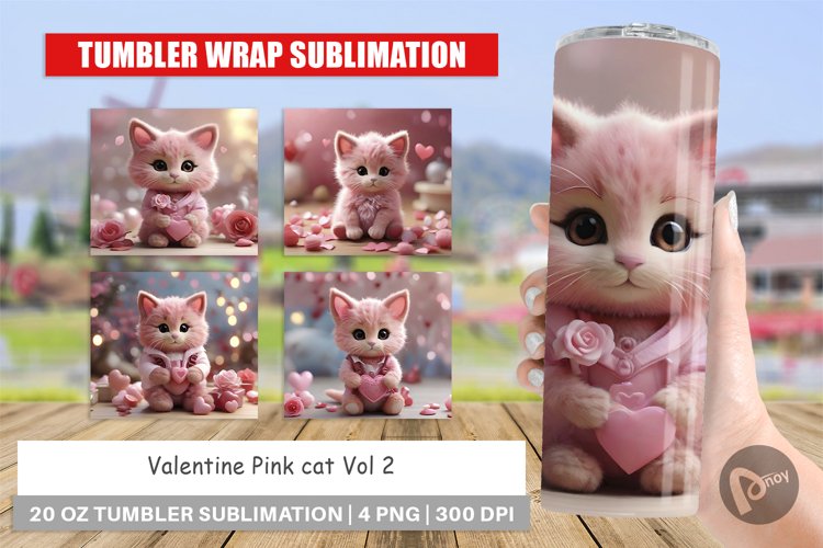 Tumbler Sublimation Wrap Valentine Cat