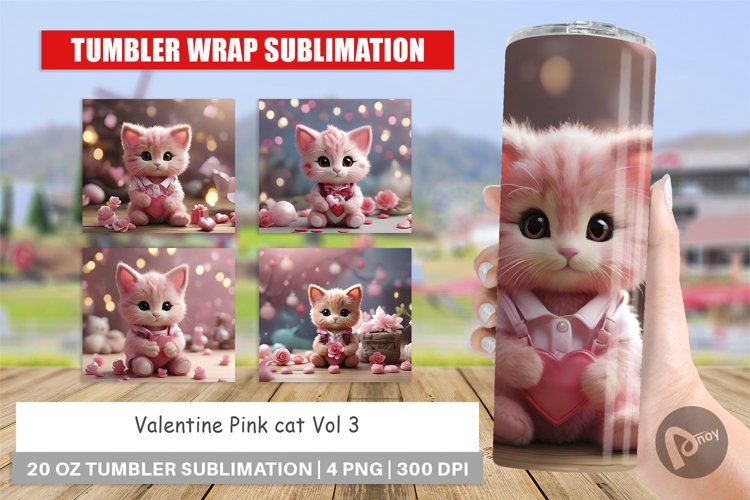 Tumbler Sublimation Wrap Valentine Cat