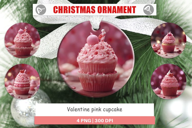 Christmas Ornaments Valentine pink cupcake