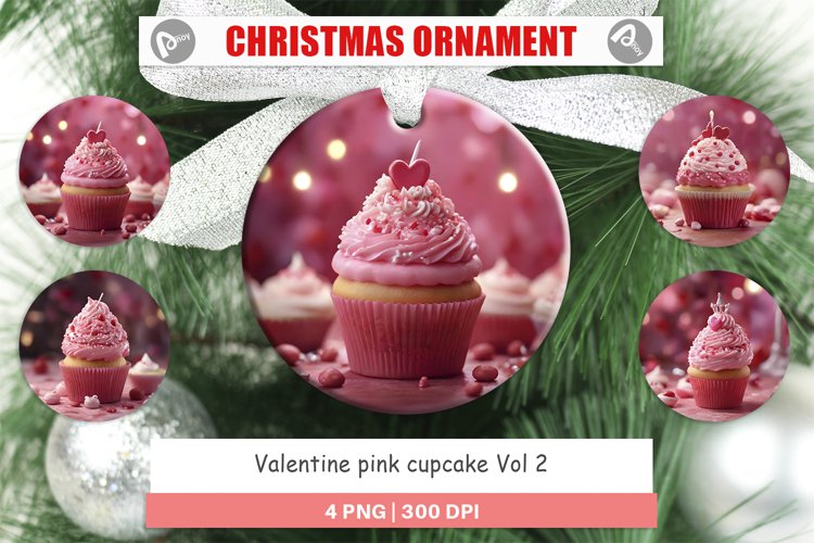 Christmas Ornaments Valentine pink cupcake