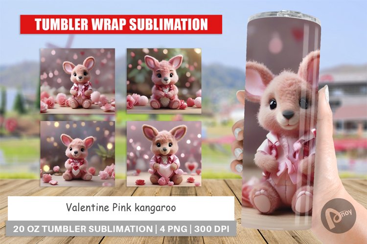 Tumbler Sublimation Wrap Valentine Kangaroo