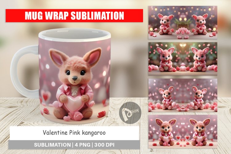 Mug sublimation design Valentine Kangaroo
