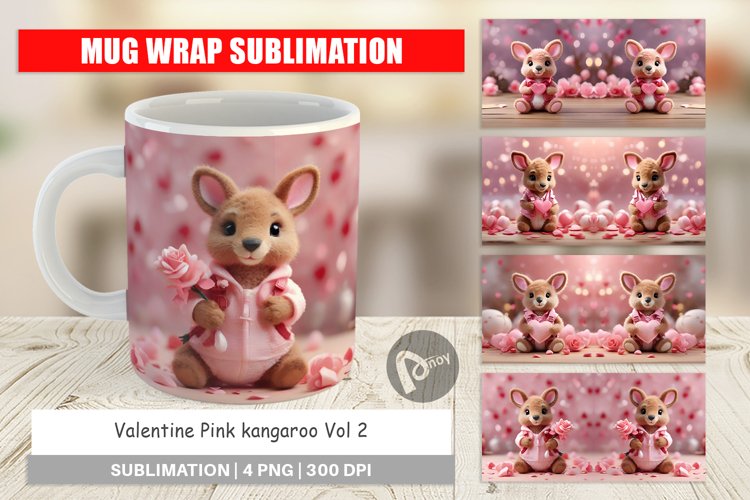 Mug sublimation design Valentine Kangaroo