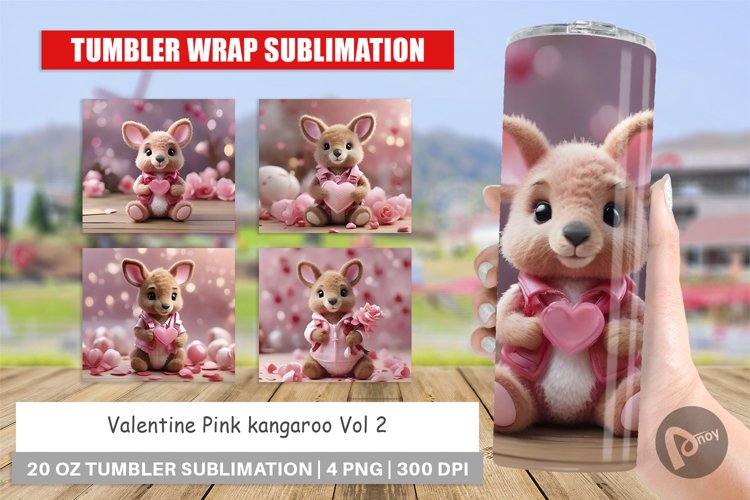 Tumbler Sublimation Wrap Valentine Kangaroo