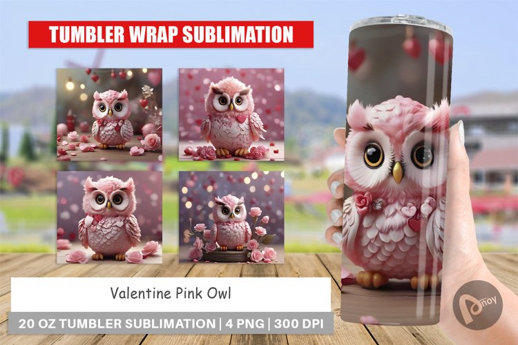 Tumbler Sublimation Wrap Valentine Owl