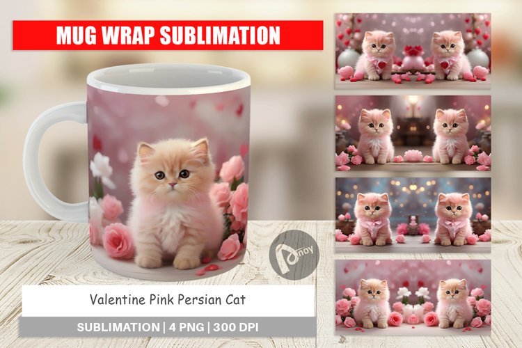 Mug sublimation design Valentine Persian Cat