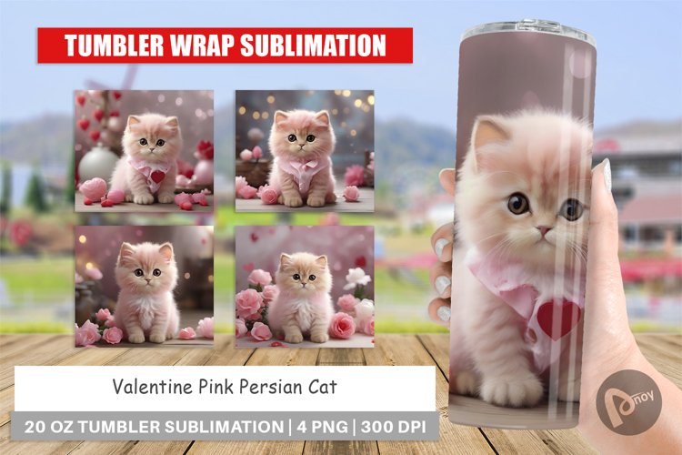 Tumbler Sublimation Wrap Valentine Persian Cat