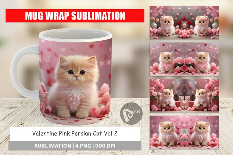 Mug sublimation design Valentine Persian Cat