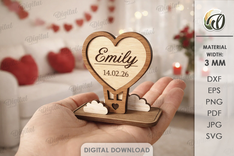 Valentines Day Place Name Stand Laser Cut. Stand Decor SVG