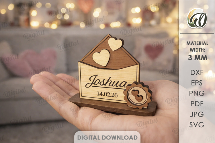 Valentines Day Place Name Stand Laser Cut. Stand Decor SVG