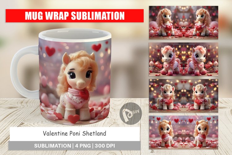 Mug sublimation design Valentine Poni Shetland