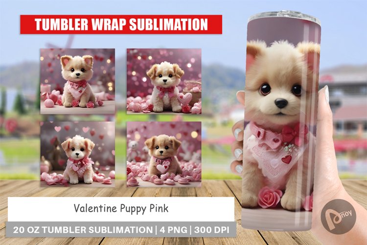 Tumbler Sublimation Wrap Valentine Puppy