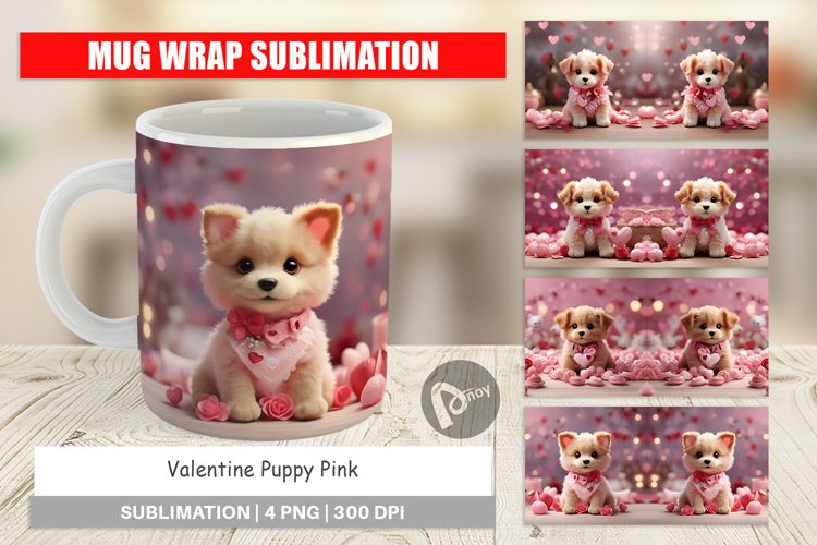 Mug sublimation design Valentine Puppy