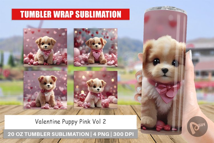 Tumbler Sublimation Wrap Valentine Puppy